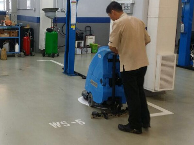 High standard of car workshop floor cleaning